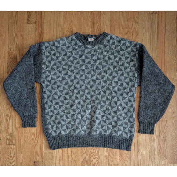 Vintage Hekla Sweater Mens L Icelandic Wool Geometric Crewneck Pullover Akureyri - Picture 1 of 8
